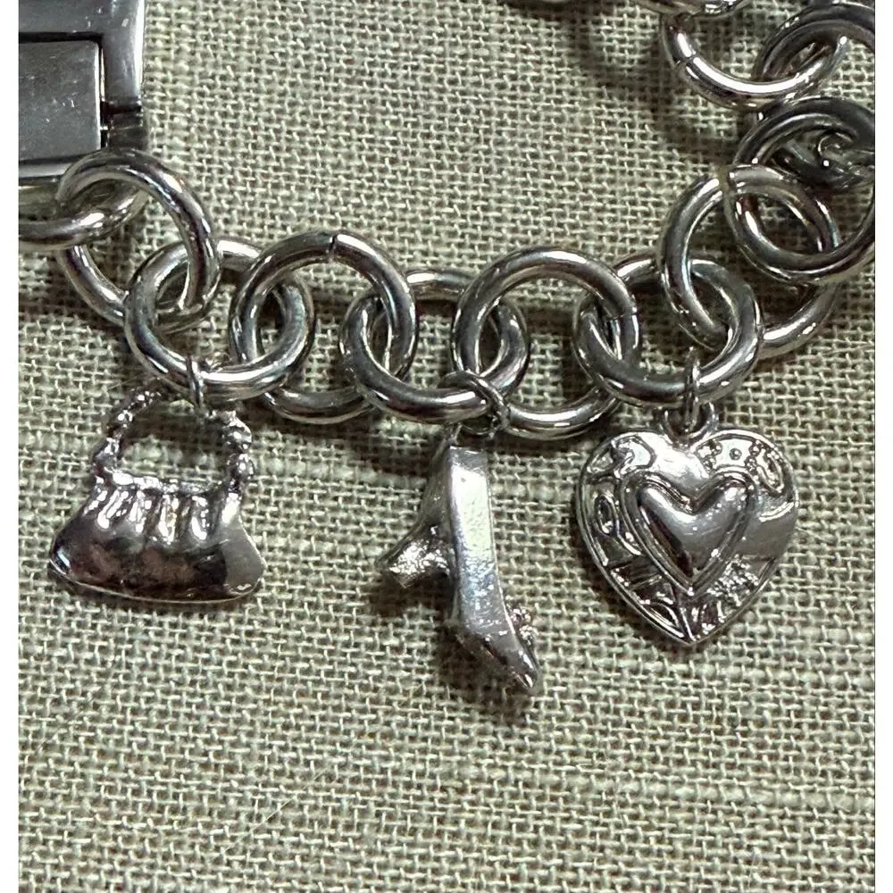 Avenue Heart Charm Bracelet Watch Silver Tone NWT New Battery